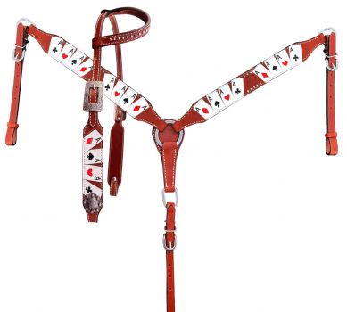 Showman "Four of A Kind" Painted One Ear Headstall and Breast collar Set
